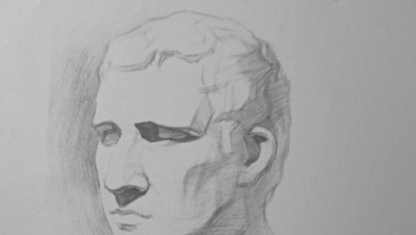 素描石膏阿格里巴的画法，近代历史人物素描简笔画