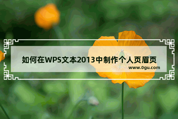 如何在WPS文本2013中制作个人页眉页码