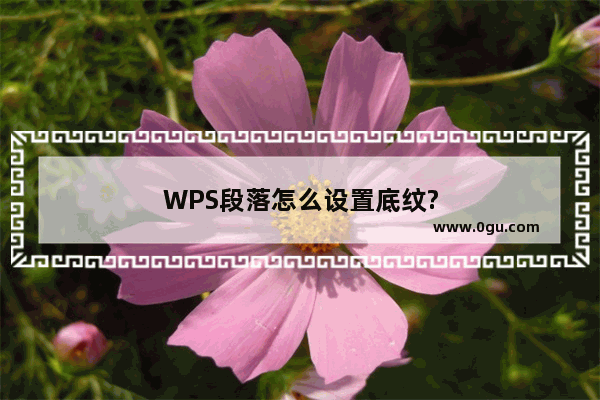 WPS段落怎么设置底纹?