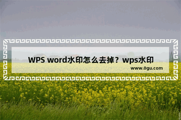 WPS word水印怎么去掉？wps水印怎么删除掉？