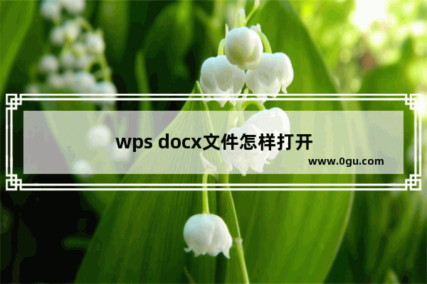 wps docx文件怎样打开