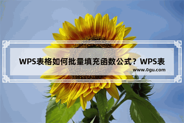 WPS表格如何批量填充函数公式？WPS表格批量填充函数公式教程