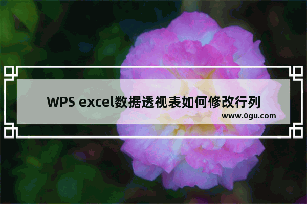 WPS excel数据透视表如何修改行列字段顺序