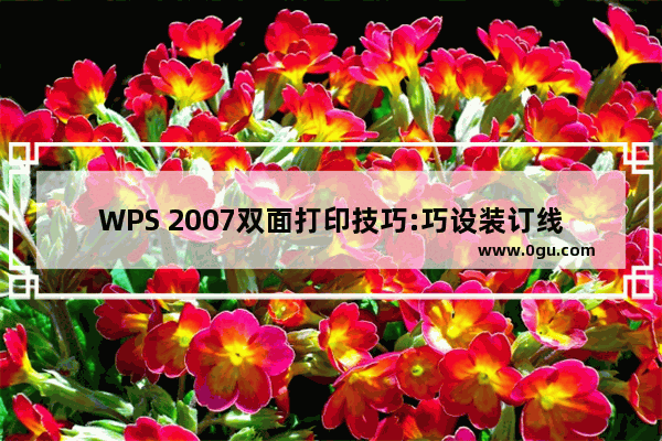 WPS 2007双面打印技巧:巧设装订线