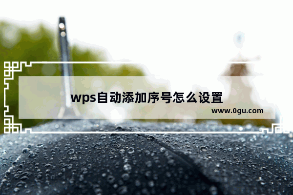 wps自动添加序号怎么设置