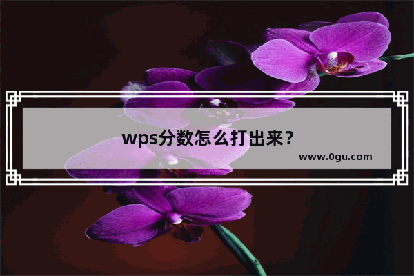 wps分数怎么打出来？