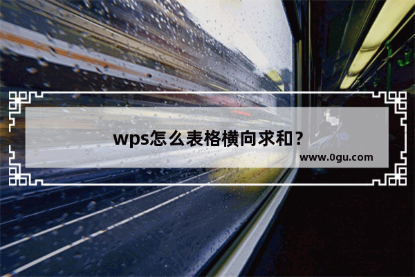 wps怎么表格横向求和？