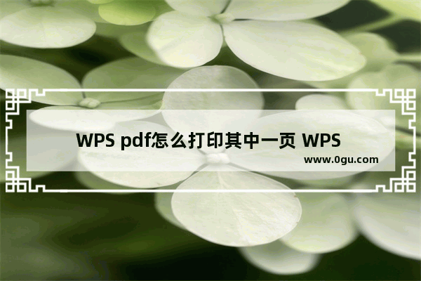 WPS pdf怎么打印其中一页 WPS PDF打印其中某一页的方法