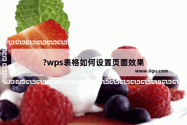 ?wps表格如何设置页面效果