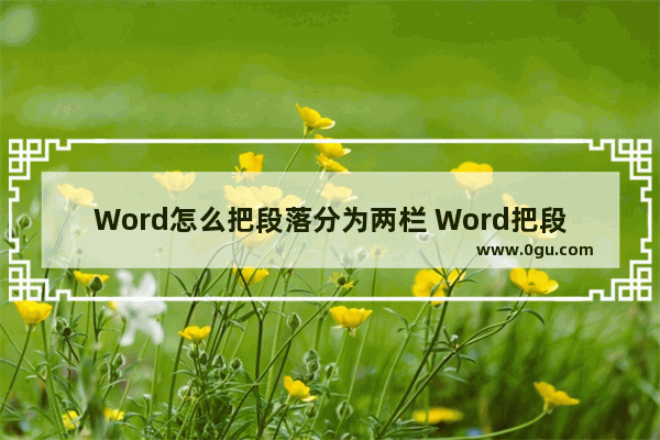 Word怎么把段落分为两栏 Word把段落分为两栏的方法