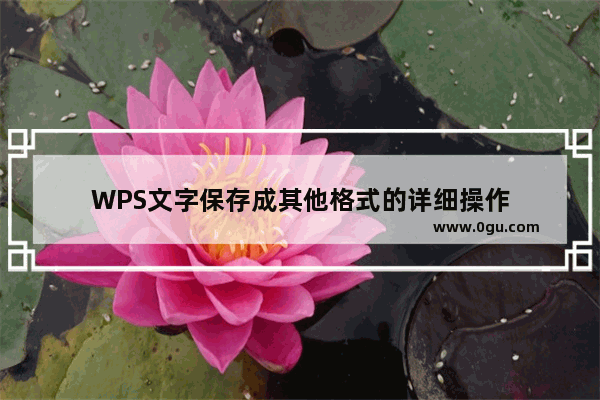 WPS文字保存成其他格式的详细操作