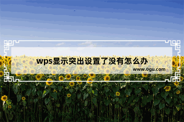 wps显示突出设置了没有怎么办