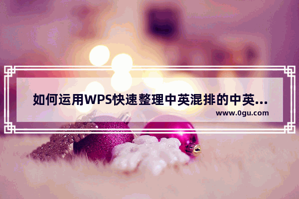 如何运用WPS快速整理中英混排的中英混排