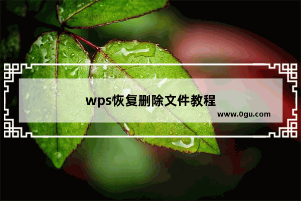 wps恢复删除文件教程