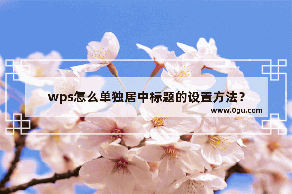 wps怎么单独居中标题的设置方法？