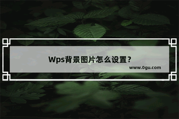 Wps背景图片怎么设置？