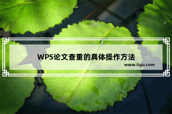 WPS论文查重的具体操作方法