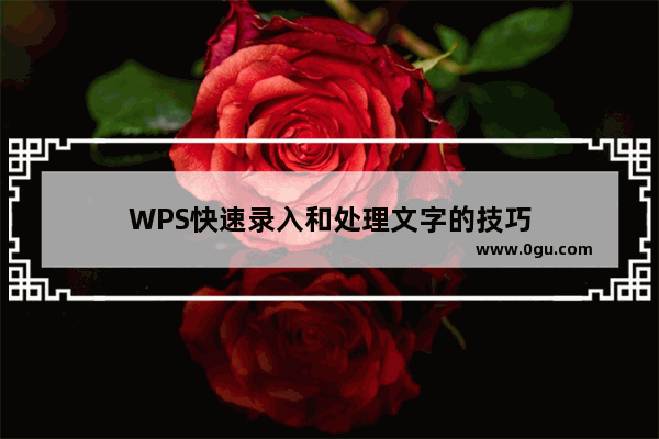 WPS快速录入和处理文字的技巧