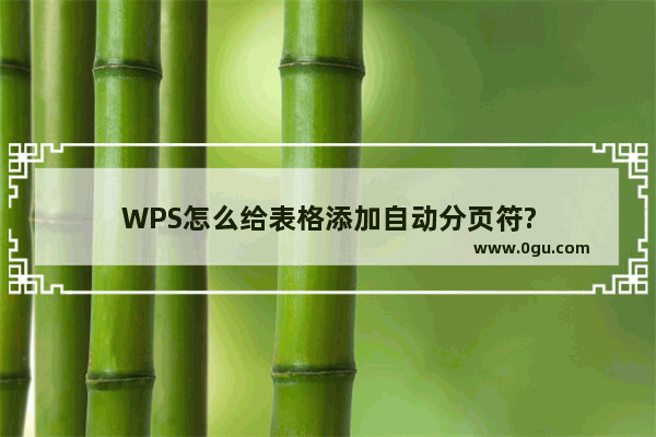 WPS怎么给表格添加自动分页符?