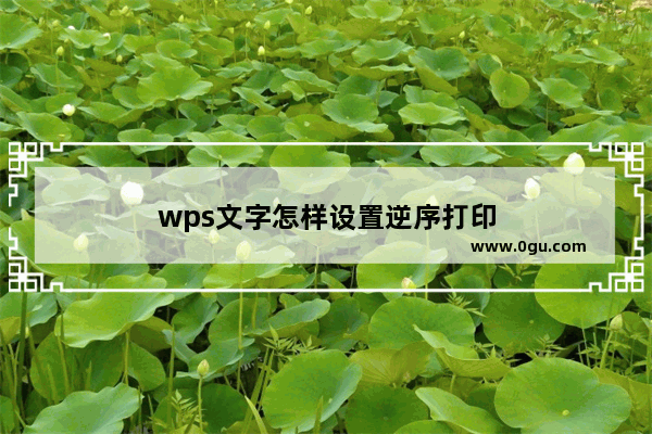 wps文字怎样设置逆序打印