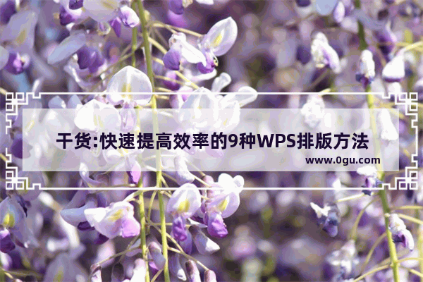 干货:快速提高效率的9种WPS排版方法