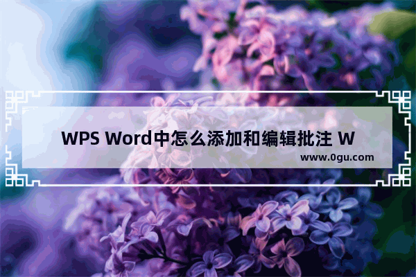 WPS Word中怎么添加和编辑批注 WPS Word文档中编辑批注的方法