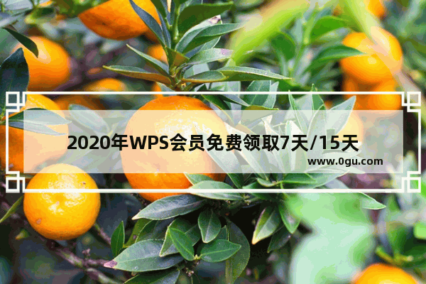 2020年WPS会员免费领取7天/15天/30天活动汇总