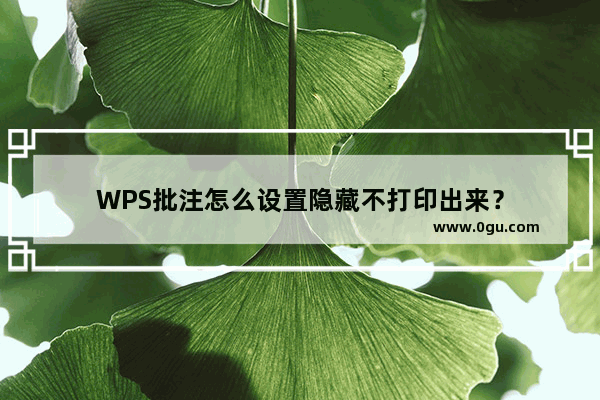 WPS批注怎么设置隐藏不打印出来？