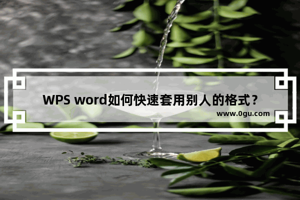 WPS word如何快速套用别人的格式？