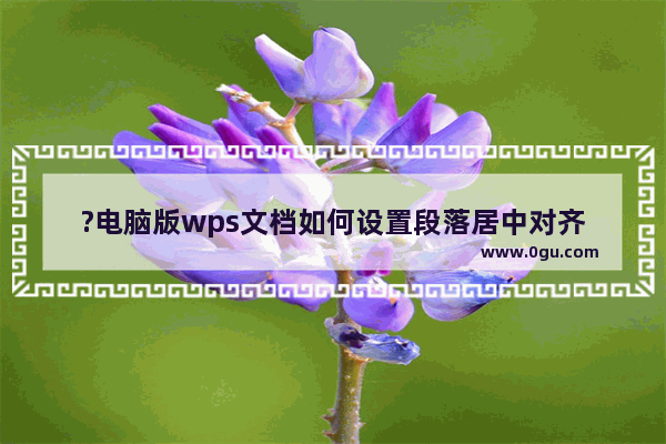 ?电脑版wps文档如何设置段落居中对齐