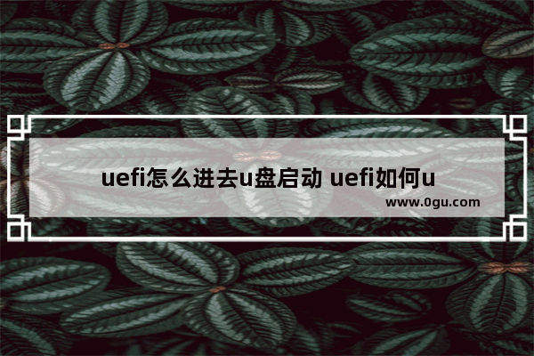 uefi怎么进去u盘启动 uefi如何u盘启动