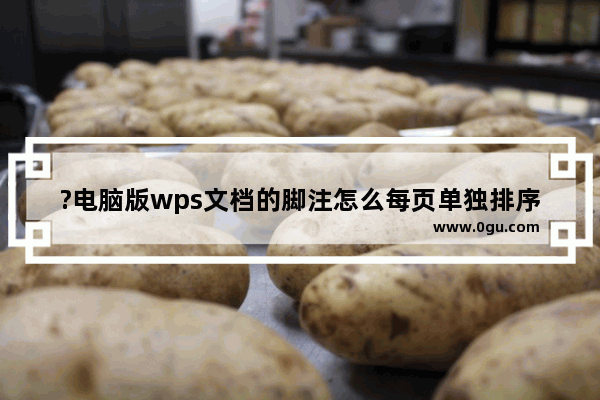 ?电脑版wps文档的脚注怎么每页单独排序