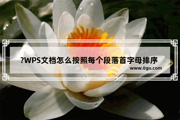 ?WPS文档怎么按照每个段落首字母排序 WPS Word设置段落首字母排列的方法教程