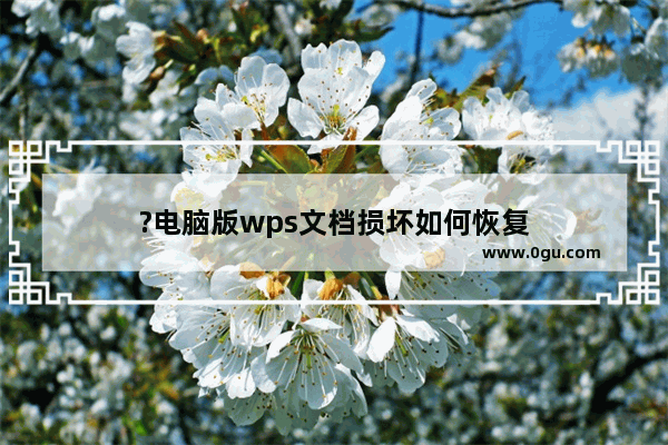 ?电脑版wps文档损坏如何恢复