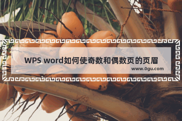 WPS word如何使奇数和偶数页的页眉页脚不同