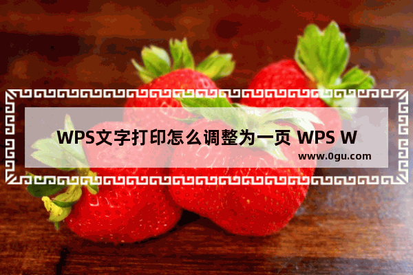 WPS文字打印怎么调整为一页 WPS Word中设置文字打印在一页的方法