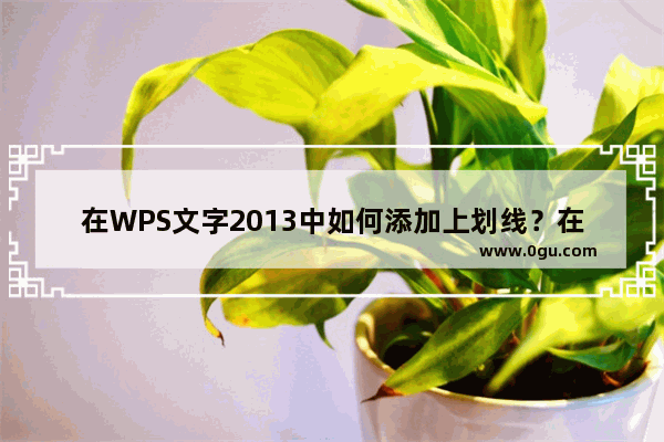 在WPS文字2013中如何添加上划线？在WPS文字2013中上划线的添加方法