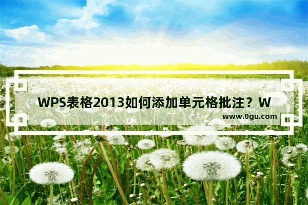 WPS表格2013如何添加单元格批注？WPS表格2013添加单元格批注的方法