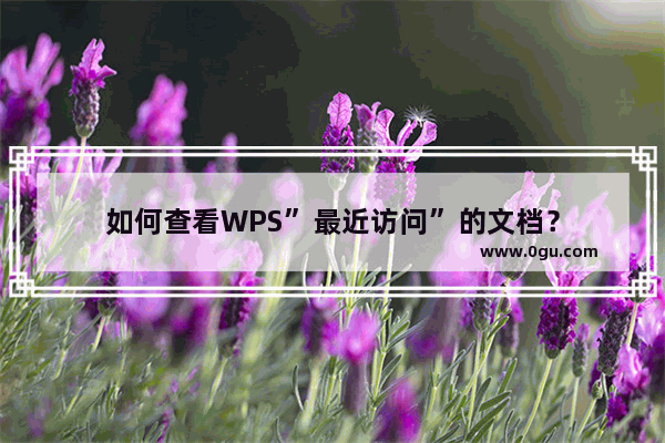 如何查看WPS”最近访问”的文档？