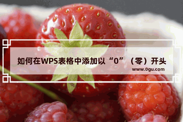 如何在WPS表格中添加以“0”（零）开头的数字