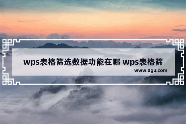 wps表格筛选数据功能在哪 wps表格筛选数据方法