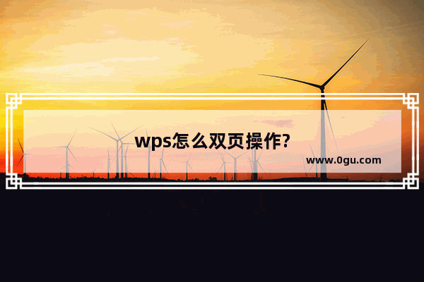 wps怎么双页操作?