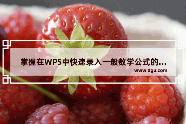 掌握在WPS中快速录入一般数学公式的技巧