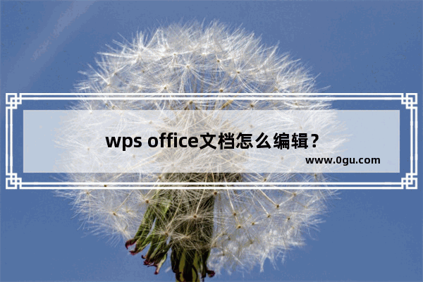 wps office文档怎么编辑？