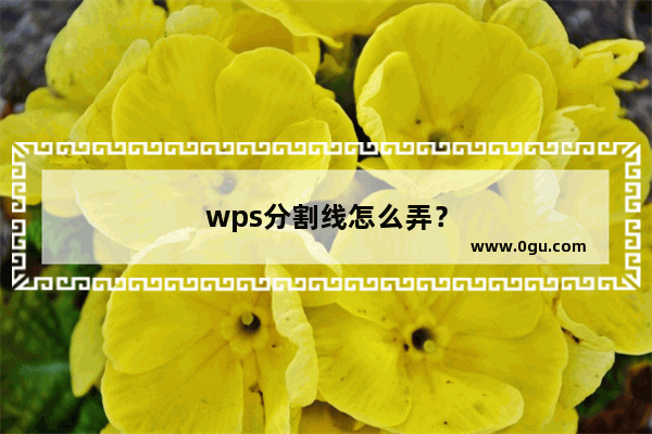 wps分割线怎么弄？