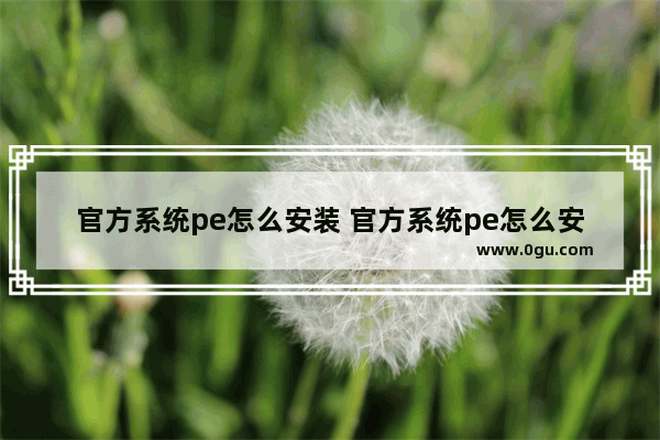 官方系统pe怎么安装 官方系统pe怎么安装软件