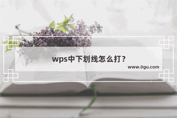 wps中下划线怎么打？