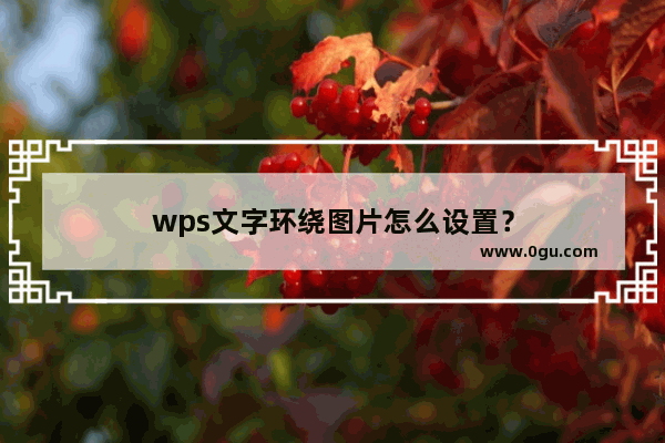 wps文字环绕图片怎么设置？