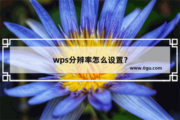 wps分辨率怎么设置？