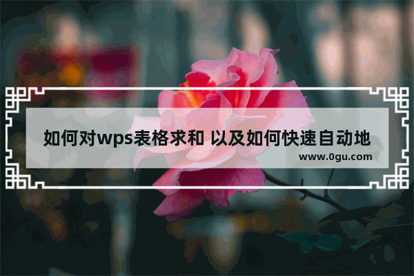 如何对wps表格求和 以及如何快速自动地对它们求和